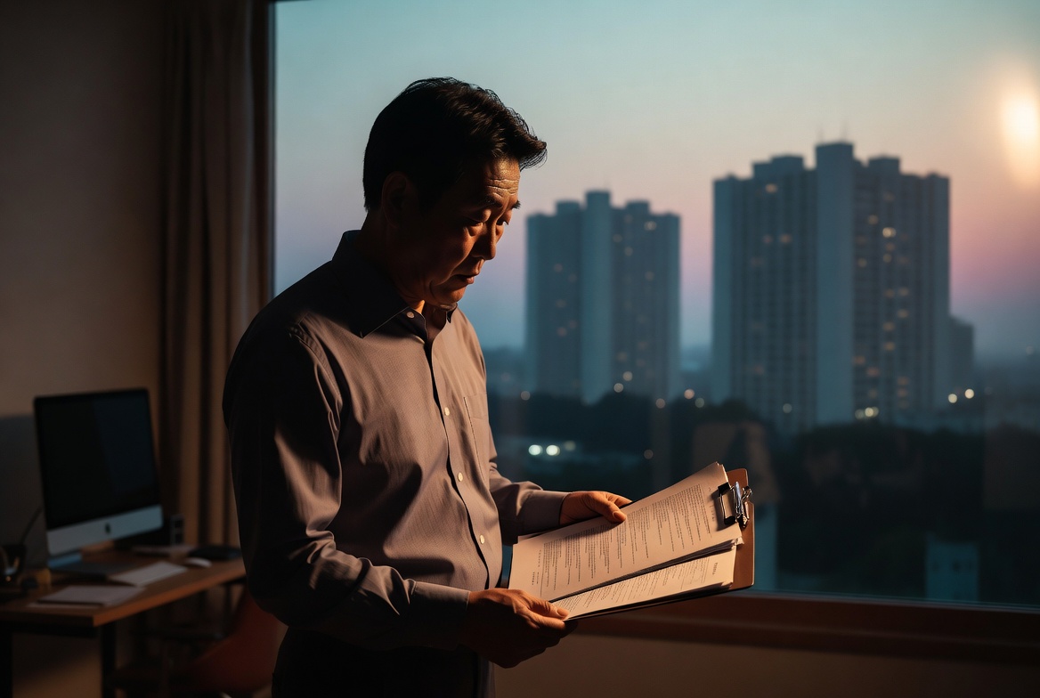 전문 부동산 세무 컨설턴트와 함께 태블릿으로 오피스텔 주택 수 포함 여부와 양도세 중과 시뮬레이션을 분석하는 모습