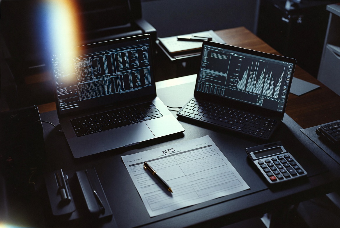 젊은 Korean 부부가 데스크탑 화면에서 국세청 PCI 분석 데이터를 기반으로 자금출처 소명 시나리오를 세무사와 함께 검토하는 이미지