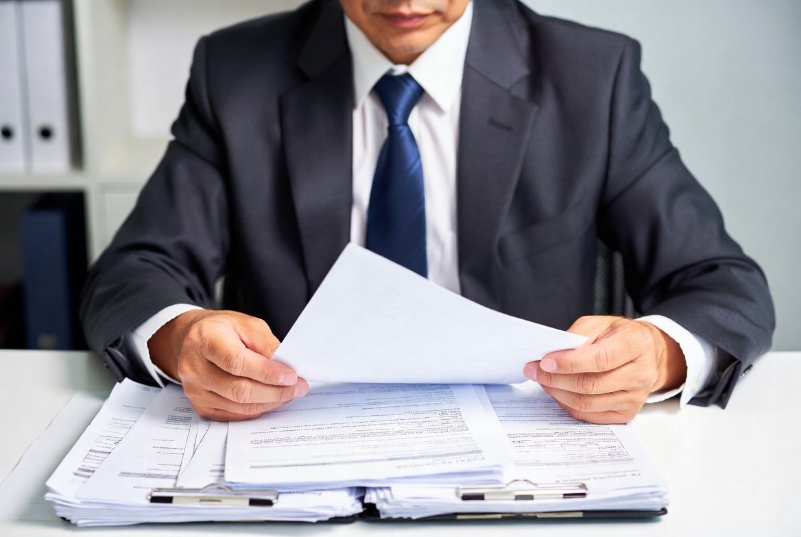 세무 전문가가 부동산 분양권 취득 관련 세법 규정 및 세목별 주택수 산정 기준을 검토하는 모습