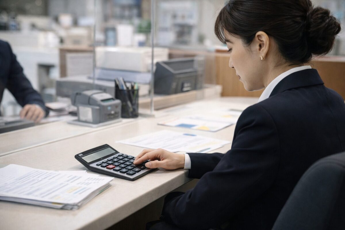 금융 창구에서 사업자의 매출 신고 및 현금영수증 발급 내역을 확인하는 모습