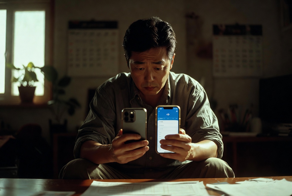 전문 금융 컨설턴트와 함께 태블릿으로 대환대출 전후의 금리 차이와 상환 계획을 시뮬레이션하는 모습