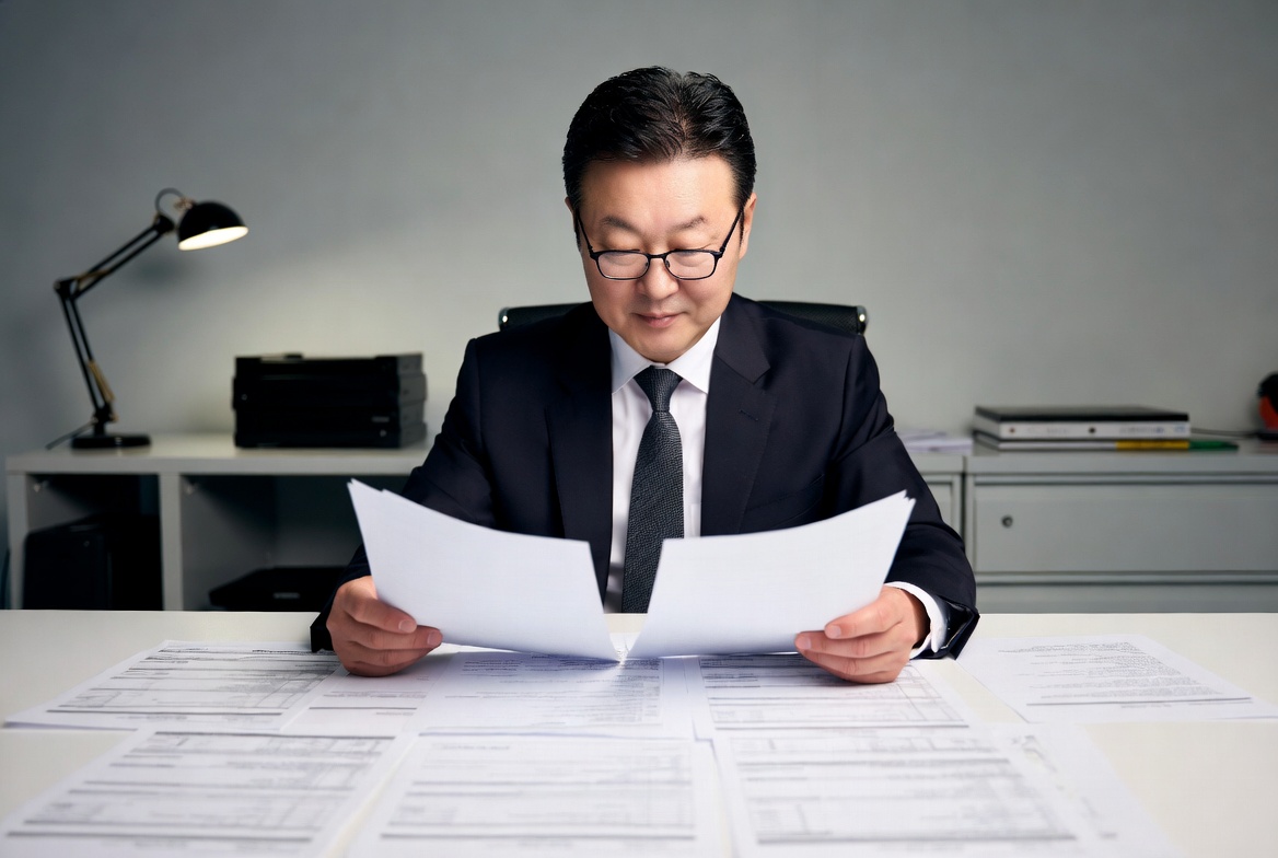 세무사가 재개발 사업 일정표와 대체주택 매매 계약서를 바탕으로 비과세 특례 적용 기한을 산정하는 모습