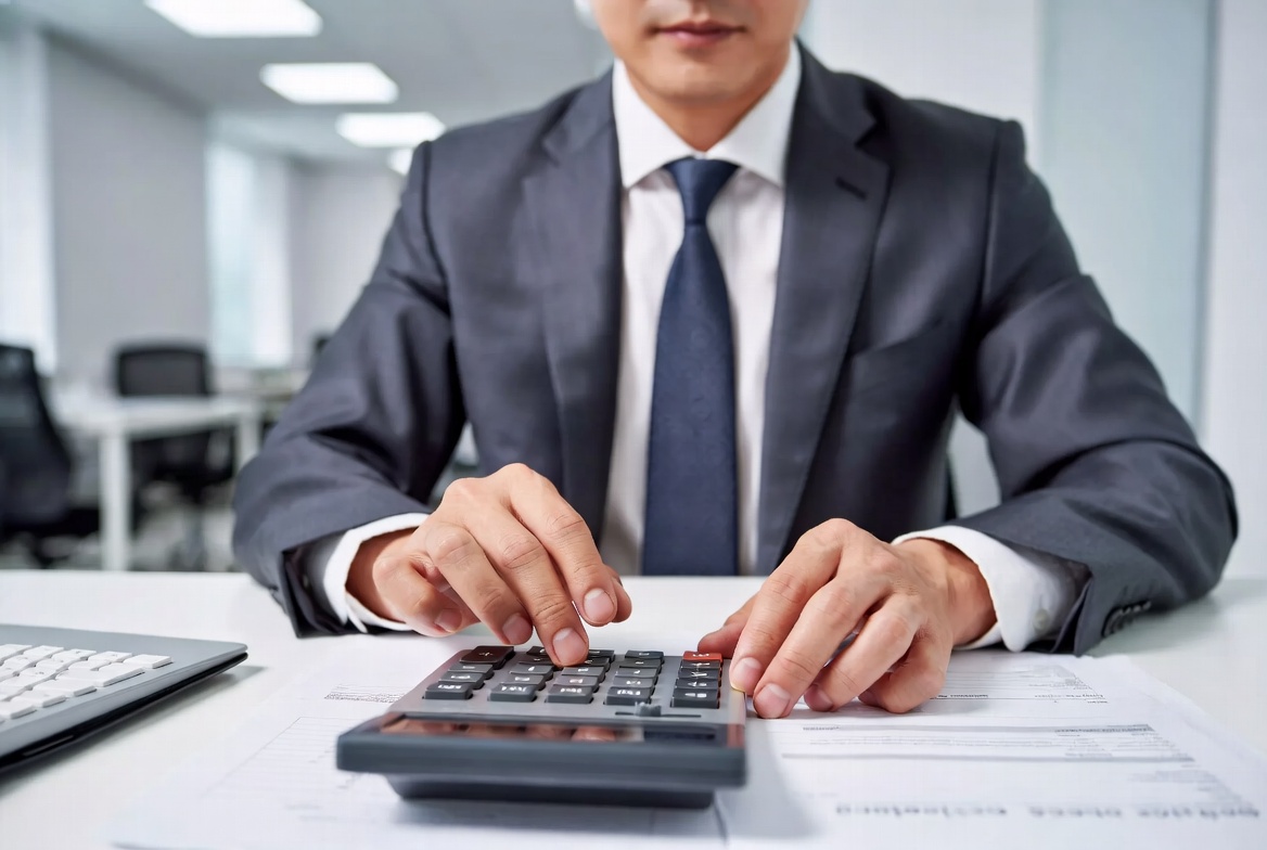 오피스에서 상생임대인 제도의 임대료 5% 인상률 계산 및 세무 특례 요건을 검증하는 모습